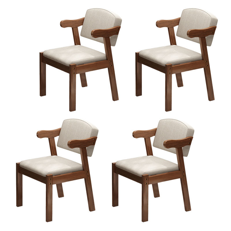 Contemporary Rubberwood Open Arm Chair Matte Finish Upholstered Dining Chair