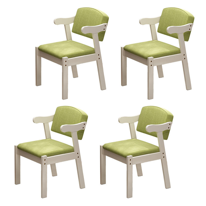 Contemporary Rubberwood Open Arm Chair Matte Finish Upholstered Dining Chair