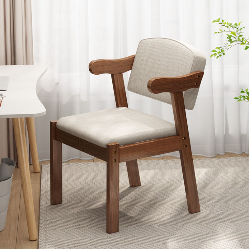 Contemporary Rubberwood Open Arm Chair Matte Finish Upholstered Dining Chair