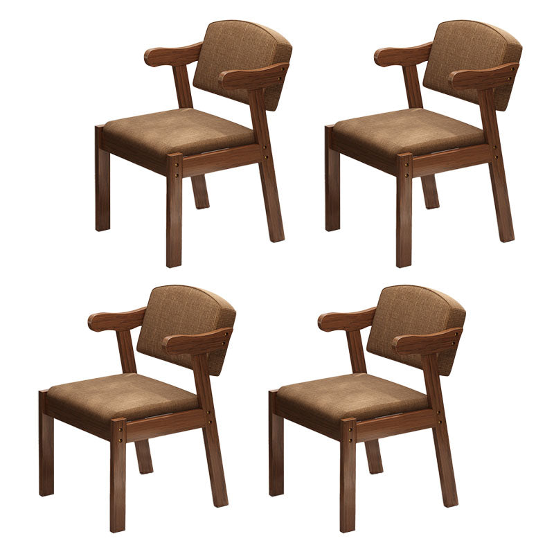 Contemporary Rubberwood Open Arm Chair Matte Finish Upholstered Dining Chair