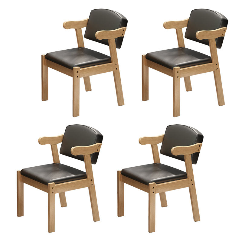 Contemporary Rubberwood Open Arm Chair Matte Finish Upholstered Dining Chair