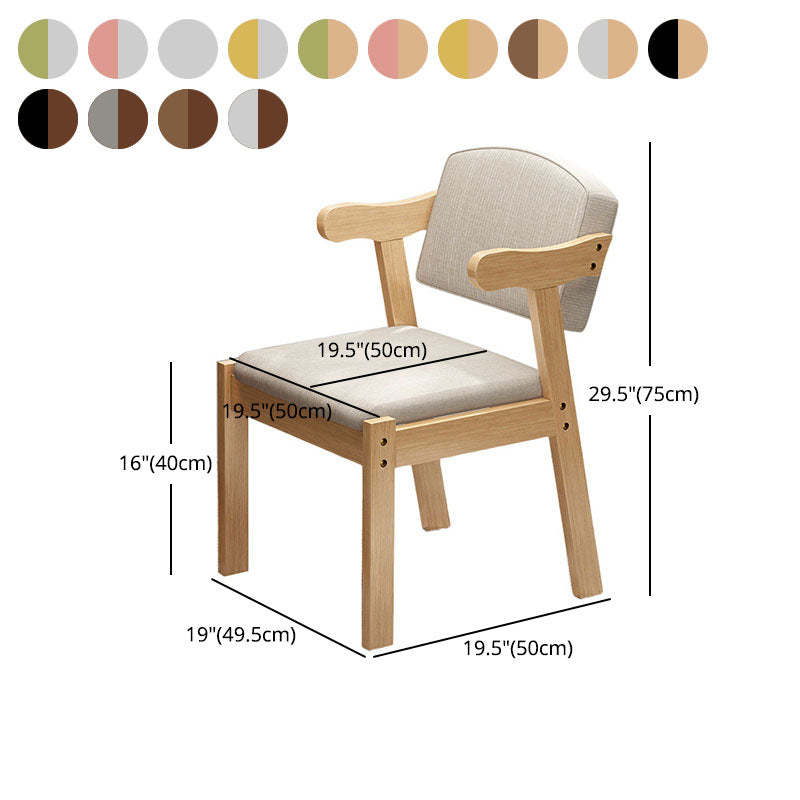 Contemporary Rubberwood Open Arm Chair Matte Finish Upholstered Dining Chair