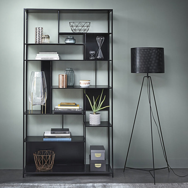 Industrial Style Metal Bookshelf Black Open Shelf Bookcase for Office