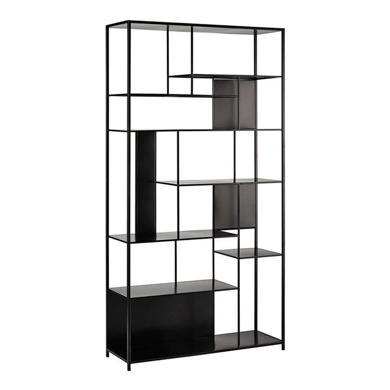 Industrial Style Metal Bookshelf Black Open Shelf Bookcase for Office