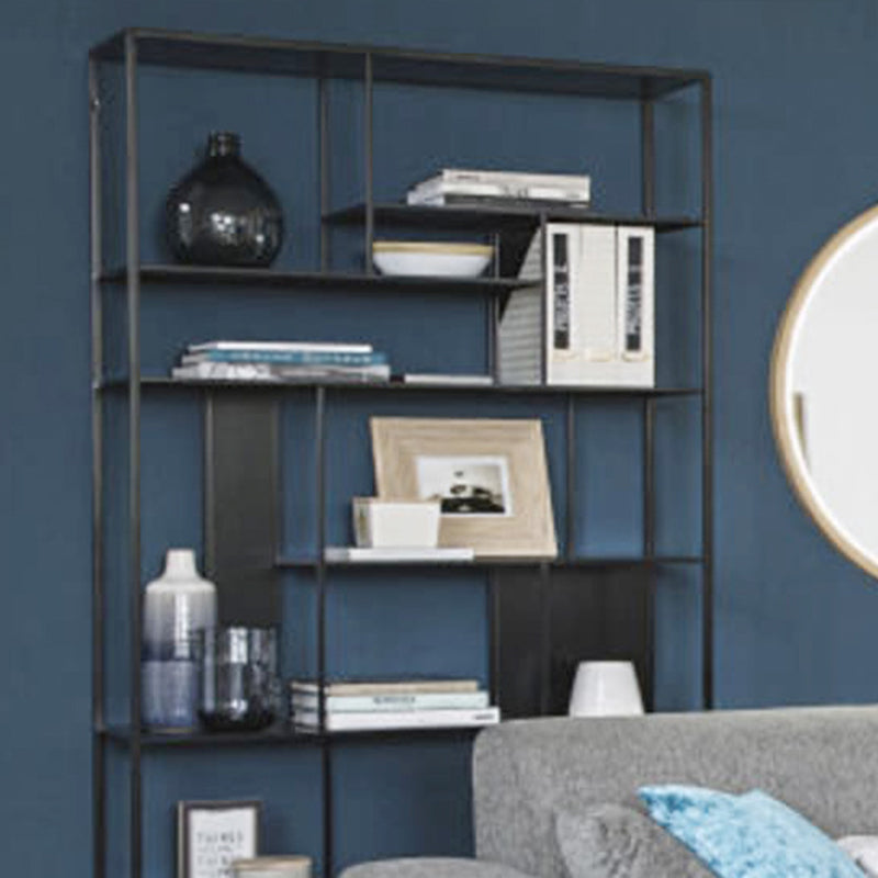 Industrial Style Metal Bookshelf Black Open Shelf Bookcase for Office