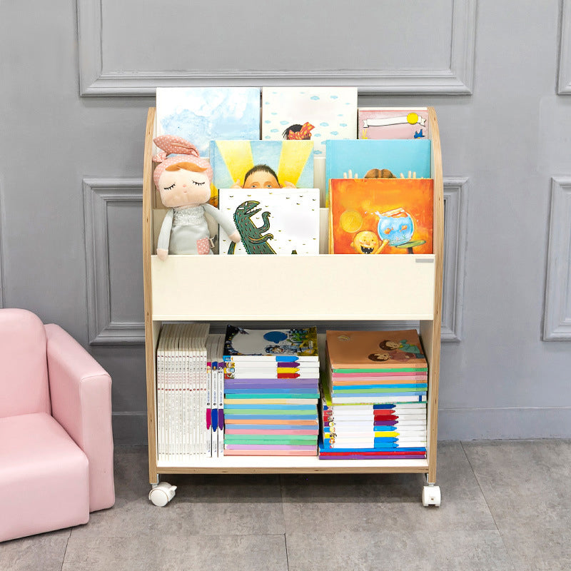 Étagère en bois contemporain en bois d'origine pour le bureau avec roues lance-roues