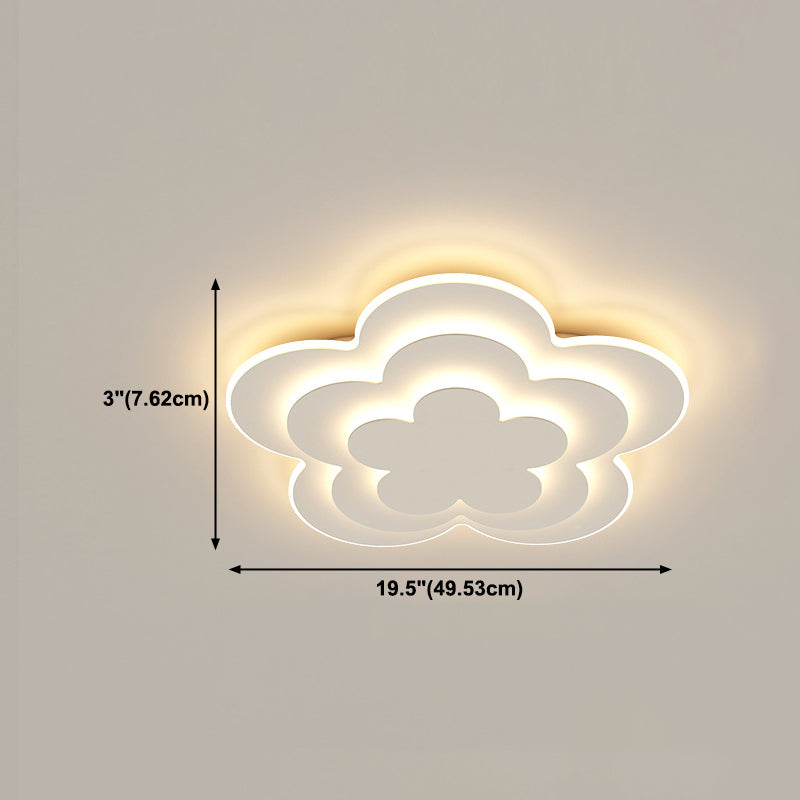 Moderne Flush-Leuchten Blumenförmige Eisen 1 Leicht Flush-Montierlampen in Weiß