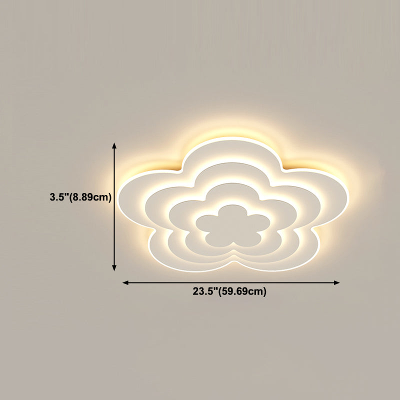 Moderne Flush-Leuchten Blumenförmige Eisen 1 Leicht Flush-Montierlampen in Weiß