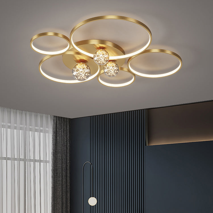 Round Shape LED Ceiling Lamp Modern Iron 8 Lights Flush Mount for Living Room