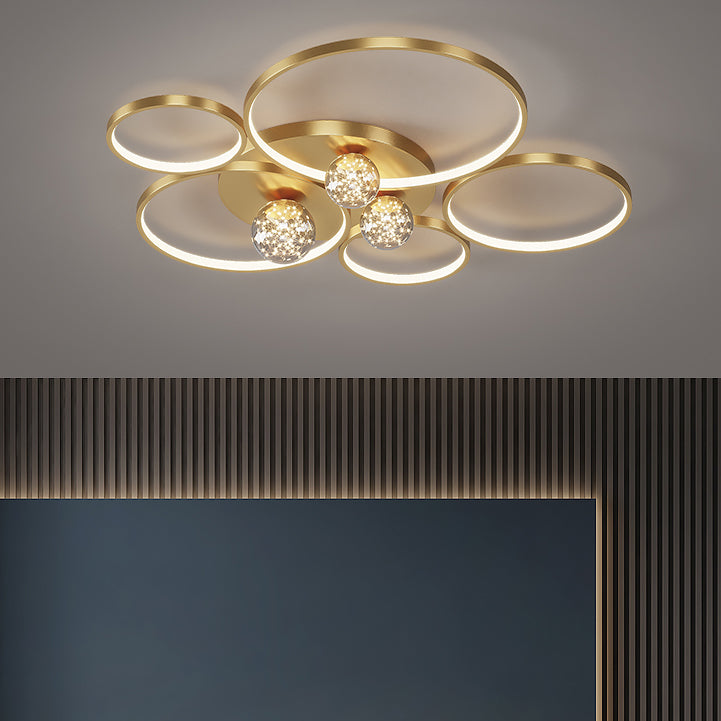 Round Shape LED Ceiling Lamp Modern Iron 8 Lights Flush Mount for Living Room