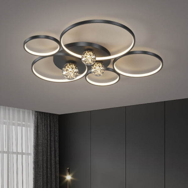 Round Shape LED Ceiling Lamp Modern Iron 8 Lights Flush Mount for Living Room