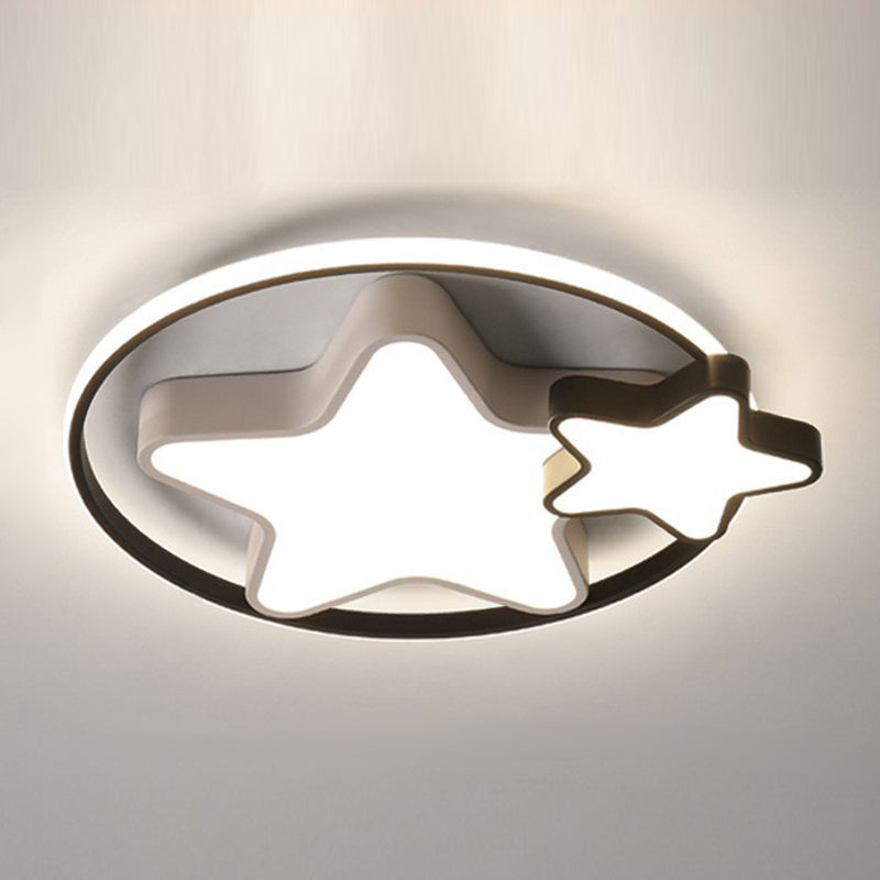 Modern Flush Light Armatures Star Iron 3 Light Flush Mount -lampen in zwart en wit