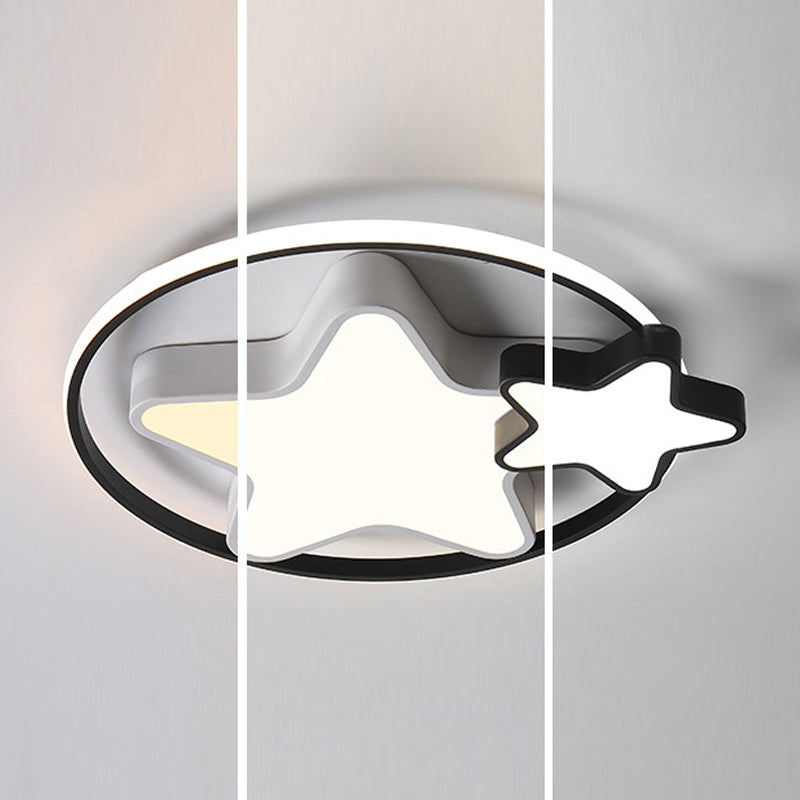 Modern Flush Light Armatures Star Iron 3 Light Flush Mount -lampen in zwart en wit