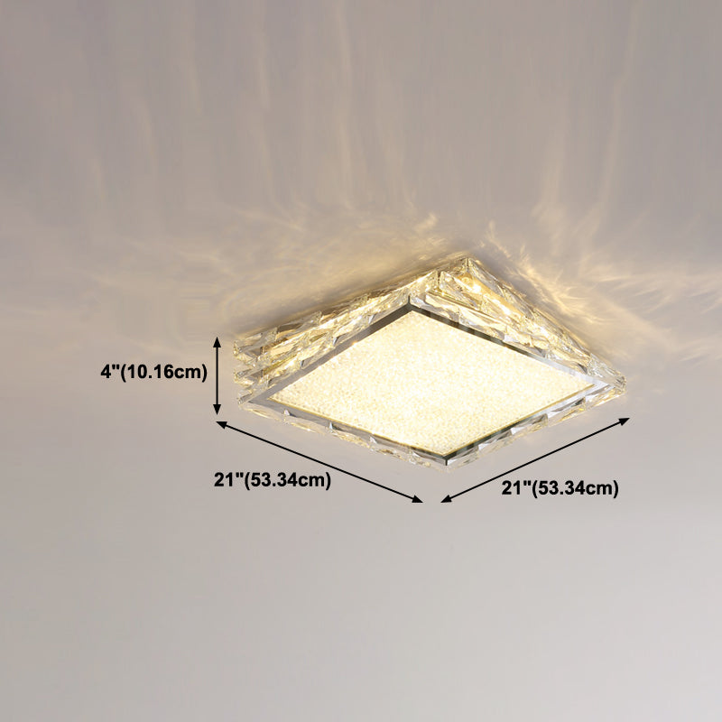 Zeitgenössische Flush -Leuchten quadratische Kristall 1 Leicht Spülhalterlampen in Silber