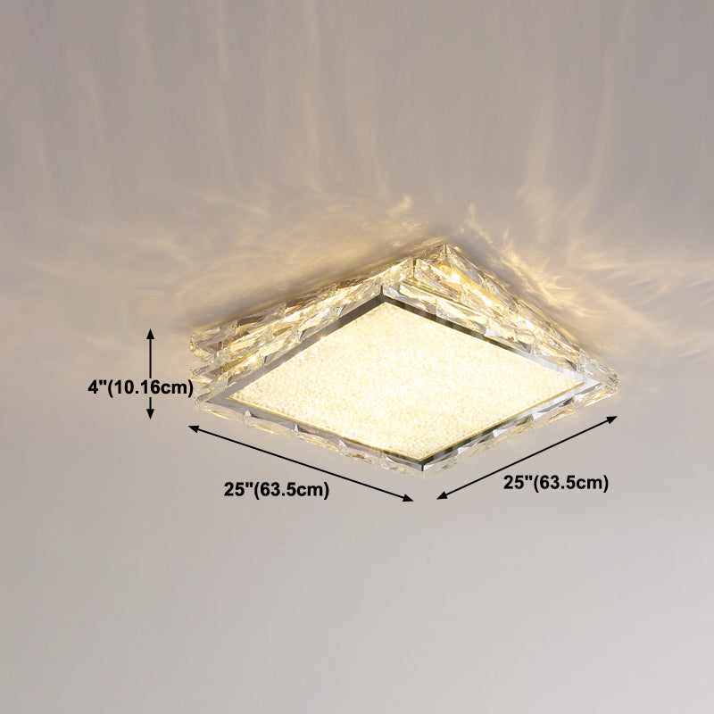 Zeitgenössische Flush -Leuchten quadratische Kristall 1 Leicht Spülhalterlampen in Silber