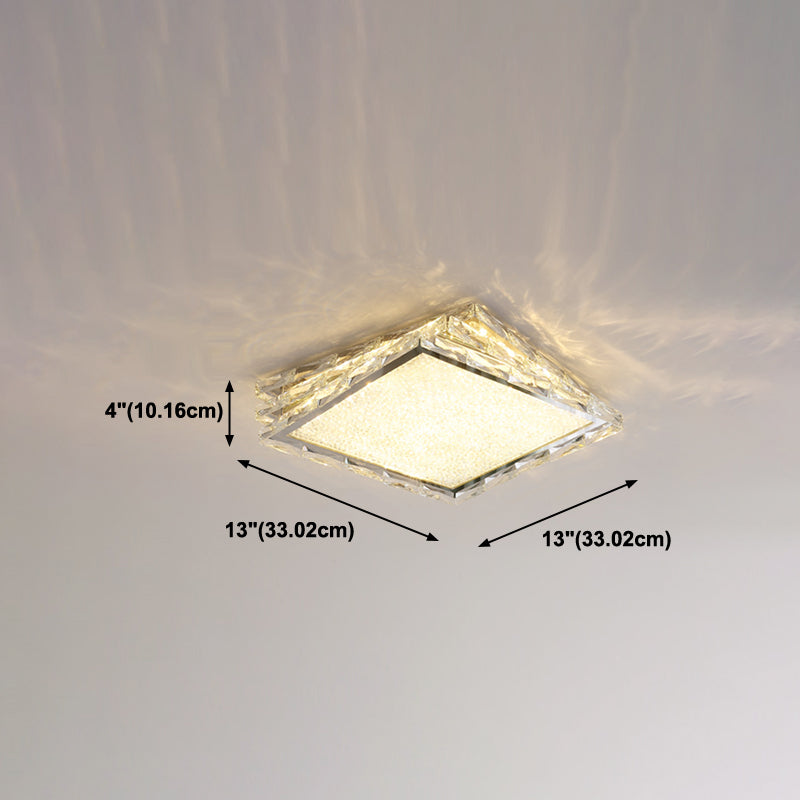 Zeitgenössische Flush -Leuchten quadratische Kristall 1 Leicht Spülhalterlampen in Silber