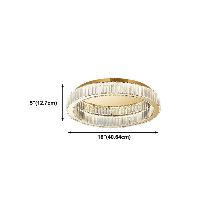 Lampade a filo contemporaneo Crystal Circular 1 Light Flush Mount Lampade in oro