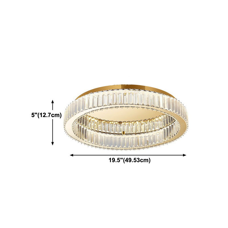 Lampade a filo contemporaneo Crystal Circular 1 Light Flush Mount Lampade in oro