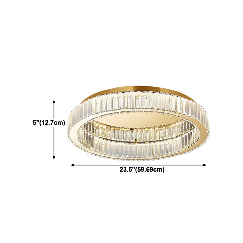 Lampade a filo contemporaneo Crystal Circular 1 Light Flush Mount Lampade in oro