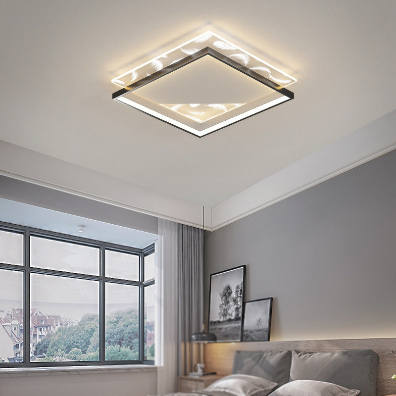 Plafond de forme carré de style moderne métal métal 2 éclairage de plafond lumineux pour salle à manger