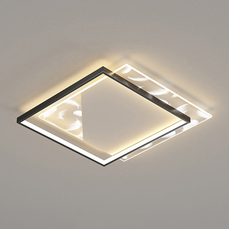 Modern Style Square Shape Ceiling Light Metal 2 Light Ceiling Lighting for Dining Room