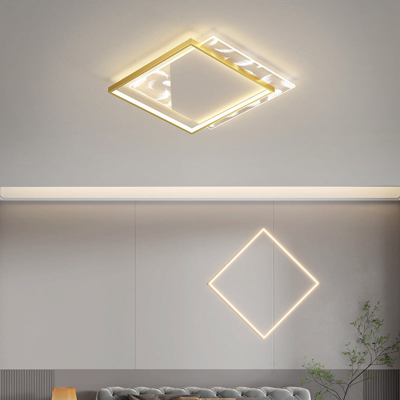 Modern Style Square Shape Ceiling Light Metal 2 Light Ceiling Lighting for Dining Room