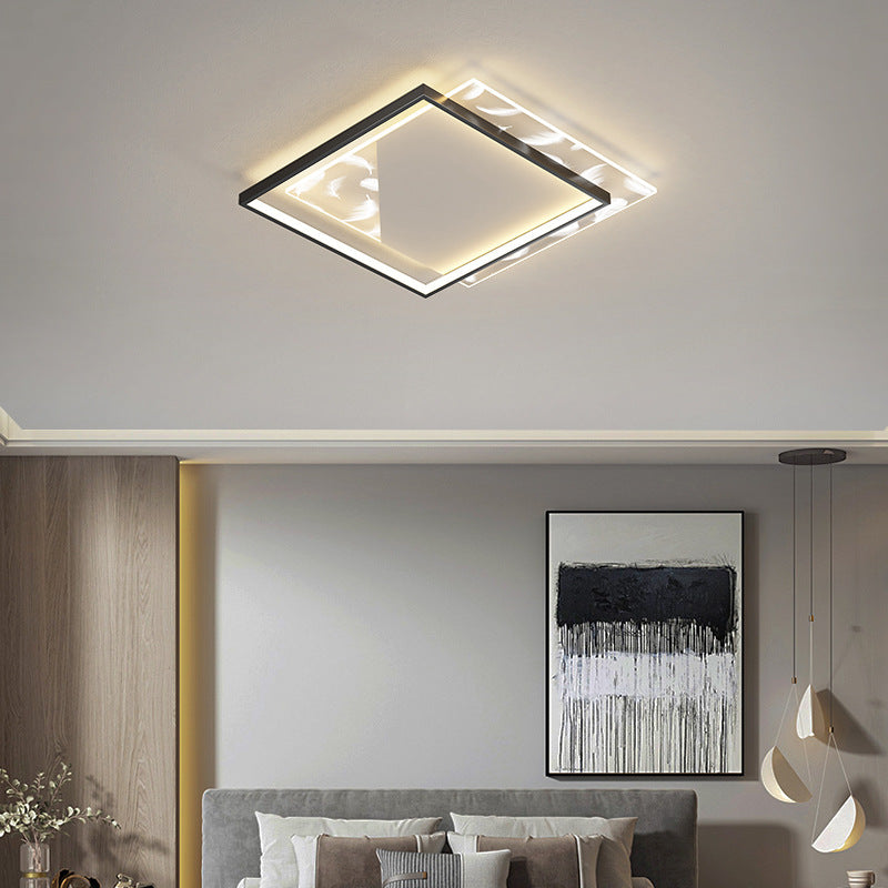 Modern Style Square Shape Ceiling Light Metal 2 Light Ceiling Lighting for Dining Room