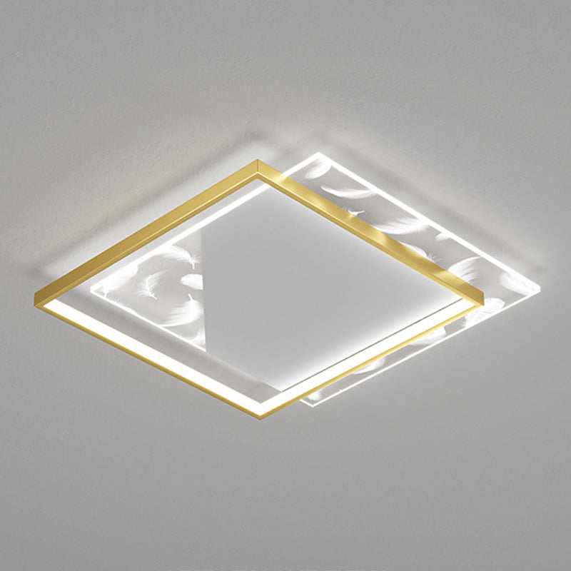 Modern Style Square Shape Ceiling Light Metal 2 Light Ceiling Lighting for Dining Room