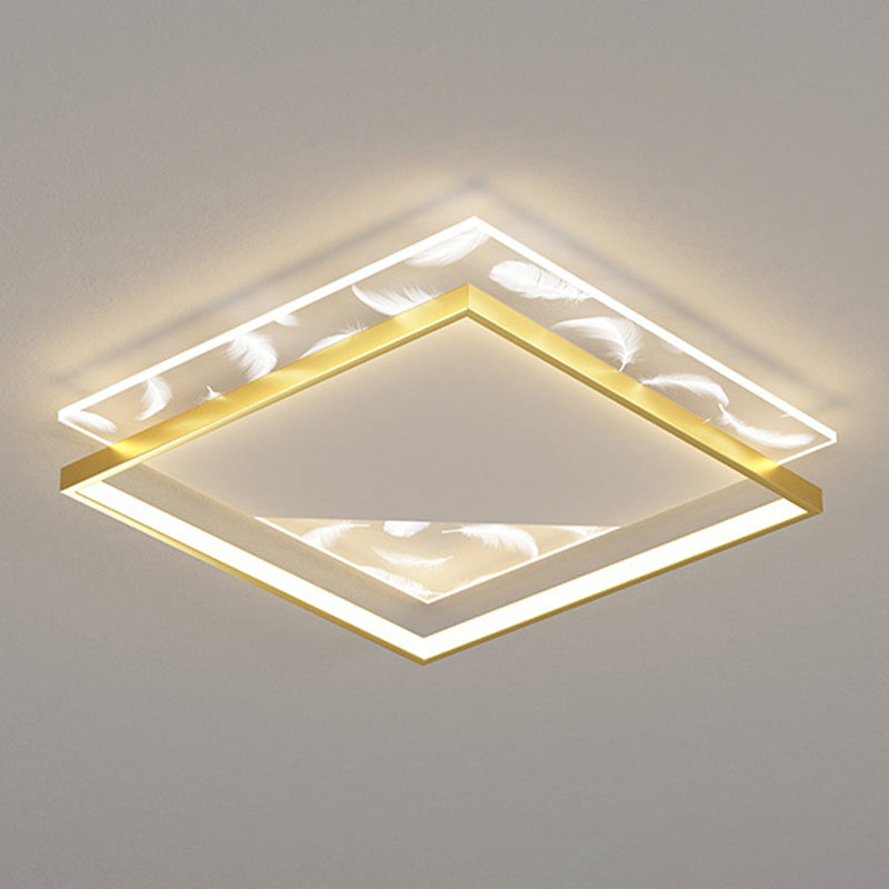 Modern Style Square Shape Ceiling Light Metal 2 Light Ceiling Lighting for Dining Room