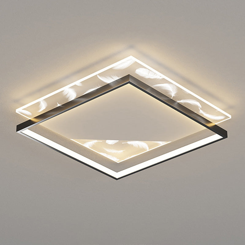 Plafond de forme carré de style moderne métal métal 2 éclairage de plafond lumineux pour salle à manger