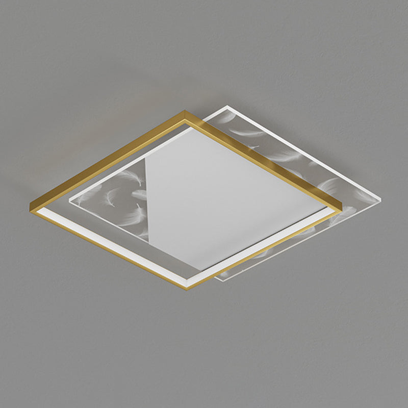 Modern Style Square Shape Ceiling Light Metal 2 Light Ceiling Lighting for Dining Room