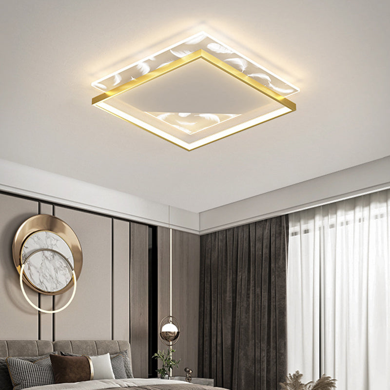 Modern Style Square Shape Ceiling Light Metal 2 Light Ceiling Lighting for Dining Room