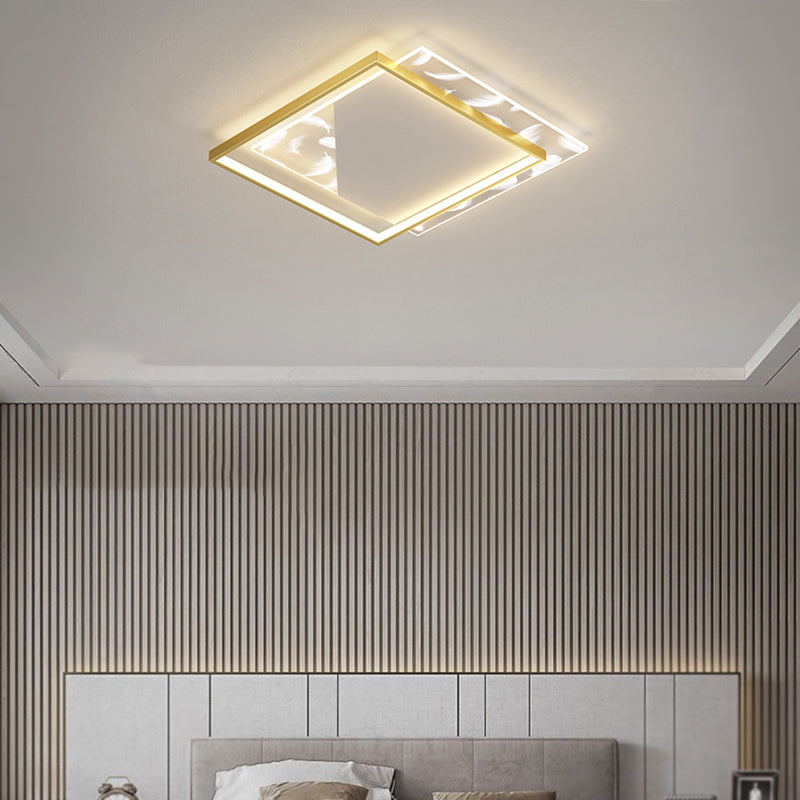 Modern Style Square Shape Ceiling Light Metal 2 Light Ceiling Lighting for Dining Room