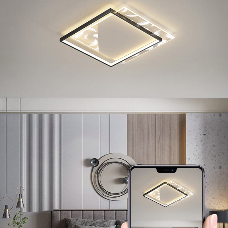 Plafond de forme carré de style moderne métal métal 2 éclairage de plafond lumineux pour salle à manger