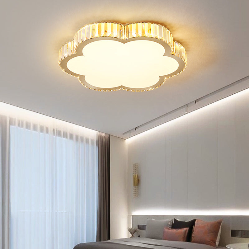 Contemporary Flush Light Crystal 1 Light Flush Mount Ceiling Fixture in Gold