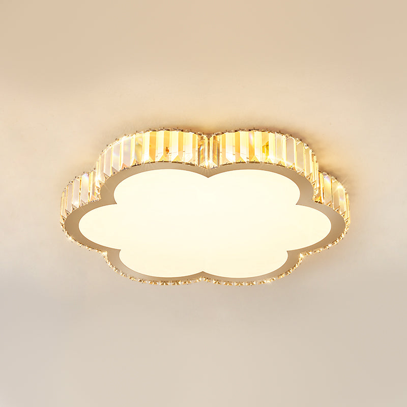 Contemporary Flush Light Crystal 1 Light Flush Mount Ceiling Fixture in Gold