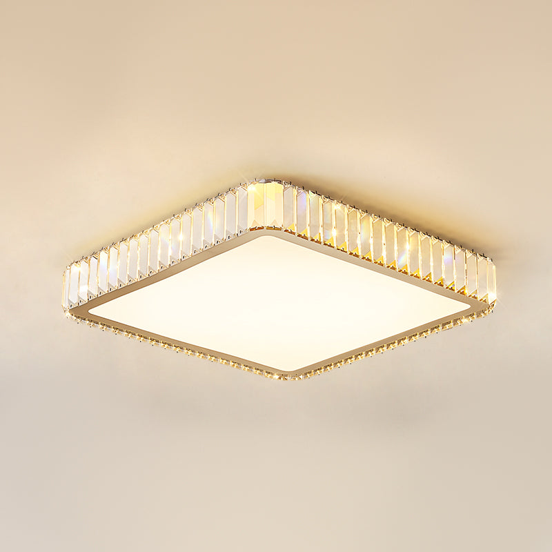 Contemporary Flush Light Crystal 1 Light Flush Mount Ceiling Fixture in Gold