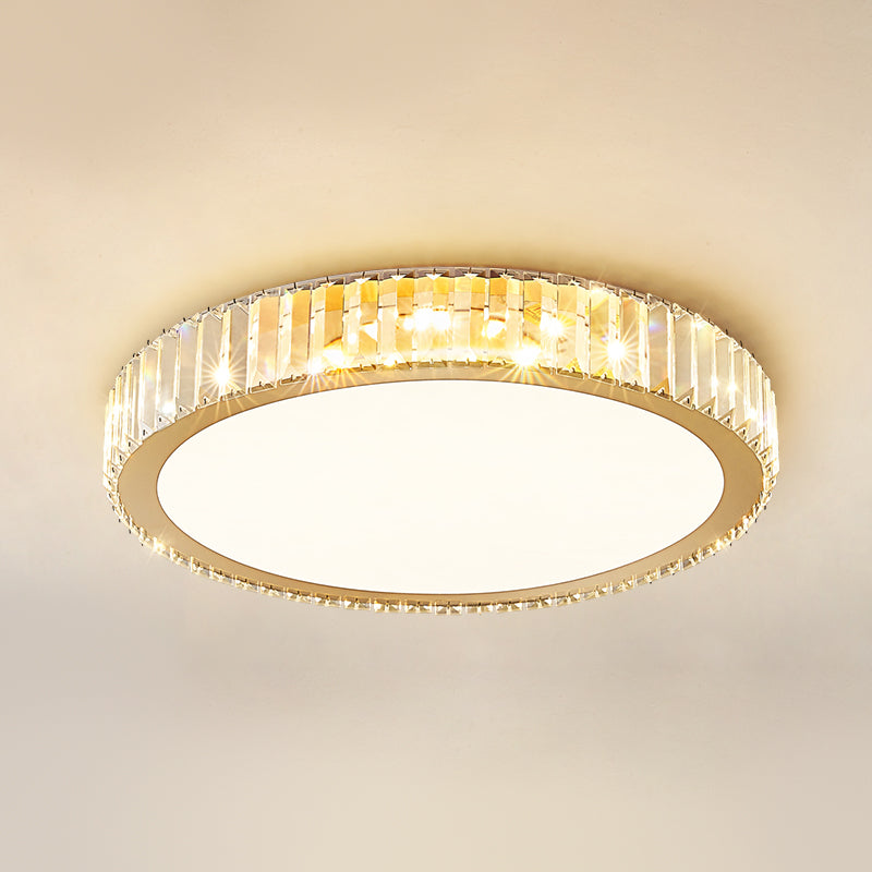 Contemporary Flush Light Crystal 1 Light Flush Mount Ceiling Fixture in Gold