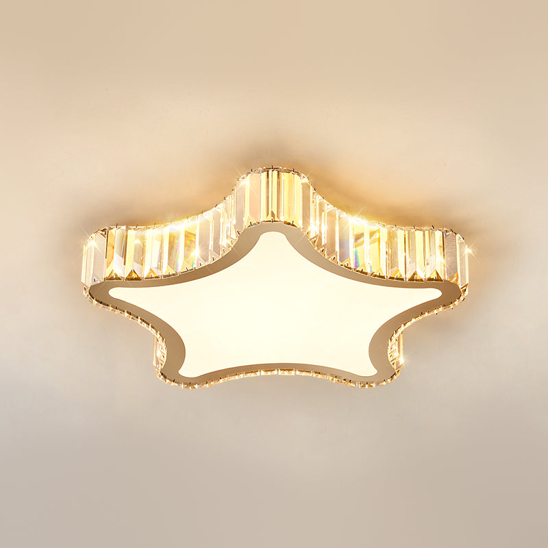 Contemporary Flush Light Crystal 1 Light Flush Mount Ceiling Fixture in Gold