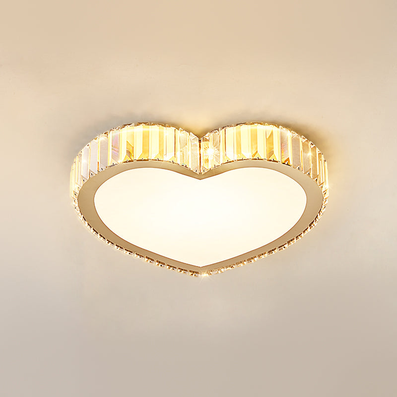 Contemporary Flush Light Crystal 1 Light Flush Mount Ceiling Fixture in Gold