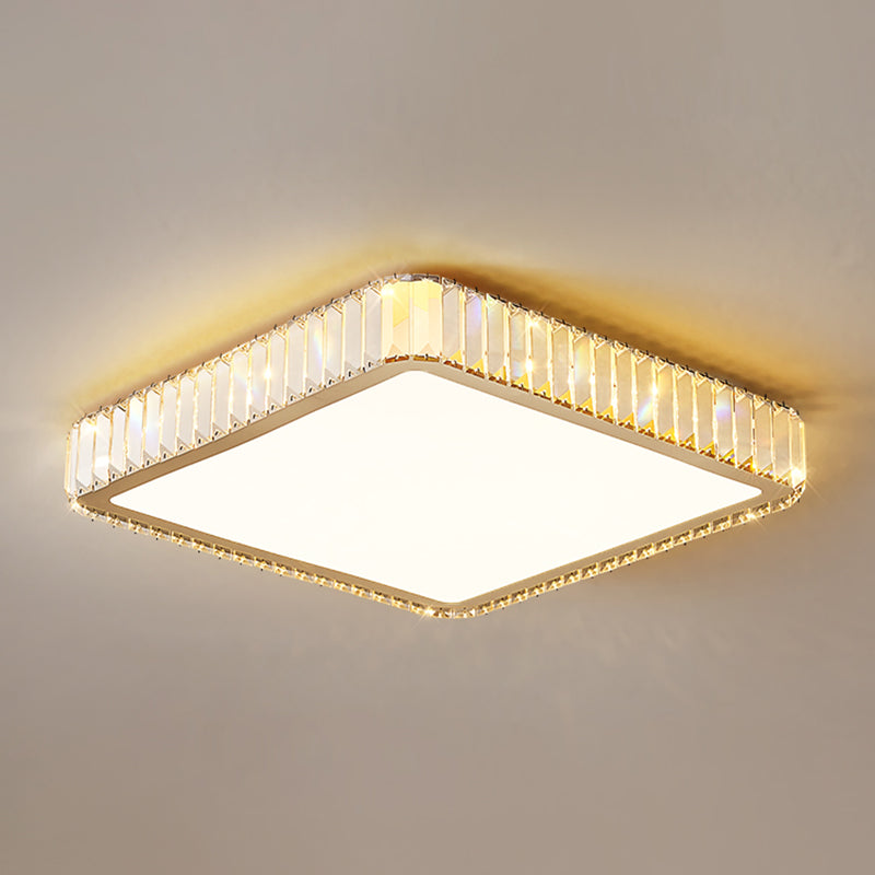 Contemporary Flush Light Crystal 1 Light Flush Mount Ceiling Fixture in Gold