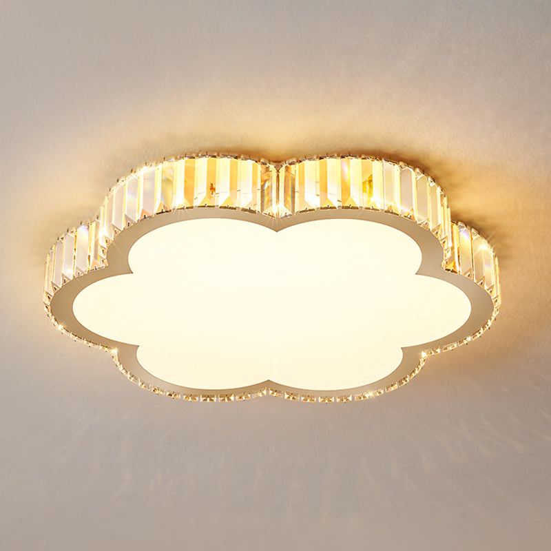 Contemporary Flush Light Crystal 1 Light Flush Mount Ceiling Fixture in Gold