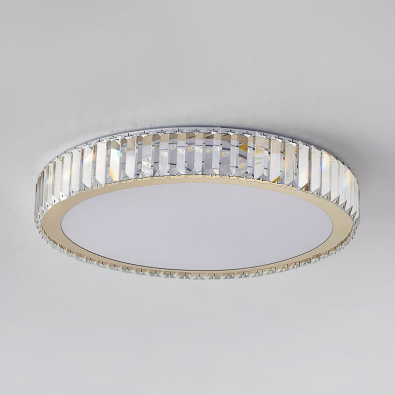 Contemporary Flush Light Crystal 1 Light Flush Mount Ceiling Fixture in Gold