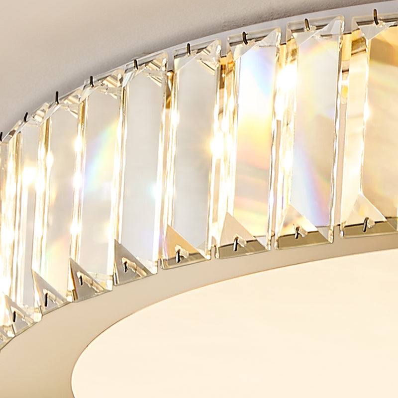 Contemporary Flush Light Crystal 1 Light Flush Mount Ceiling Fixture in Gold