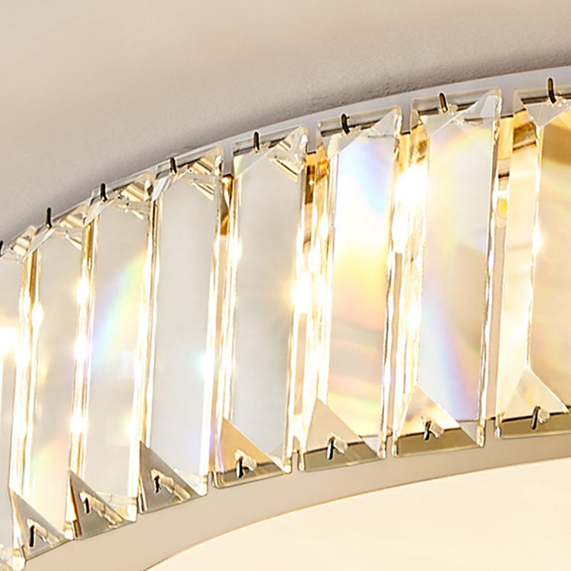 Contemporary Flush Light Crystal 1 Light Flush Mount Ceiling Fixture in Gold