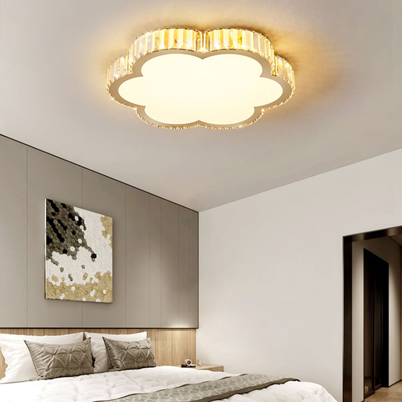 Contemporary Flush Light Crystal 1 Light Flush Mount Ceiling Fixture in Gold