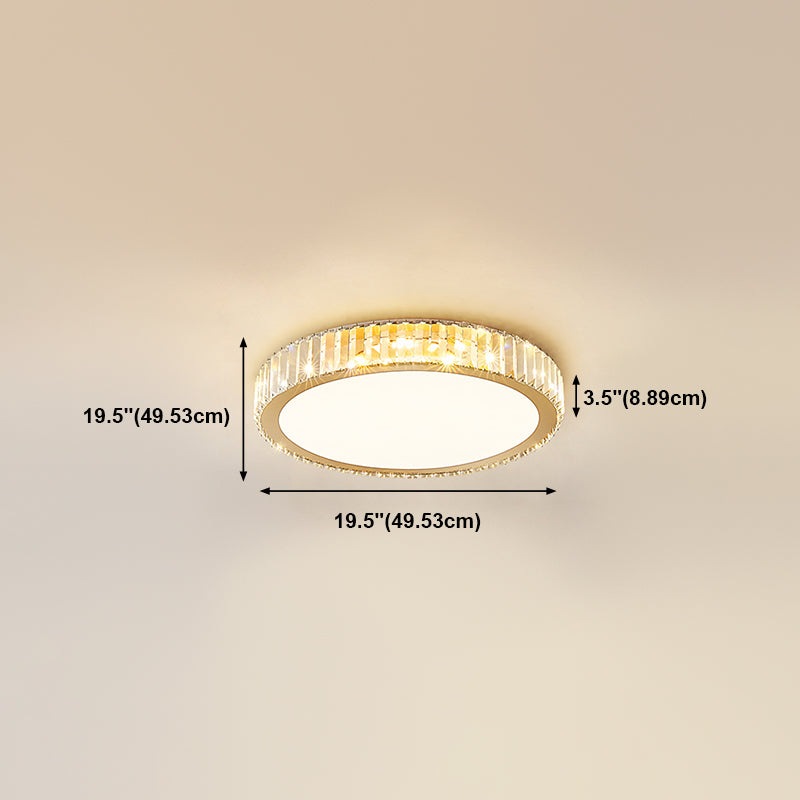 Contemporary Flush Light Crystal 1 Light Flush Mount Ceiling Fixture in Gold