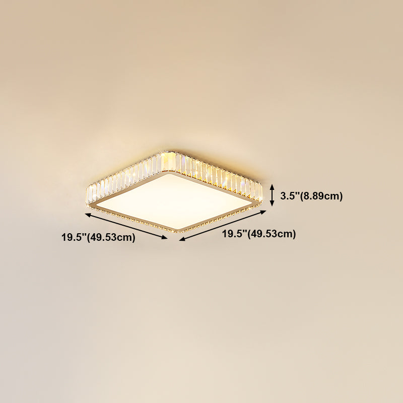 Contemporary Flush Light Crystal 1 Light Flush Mount Ceiling Fixture in Gold