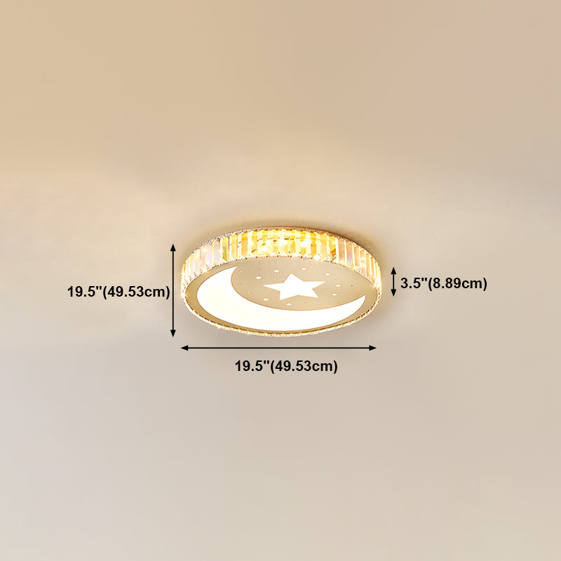 Contemporary Flush Light Crystal 1 Light Flush Mount Ceiling Fixture in Gold