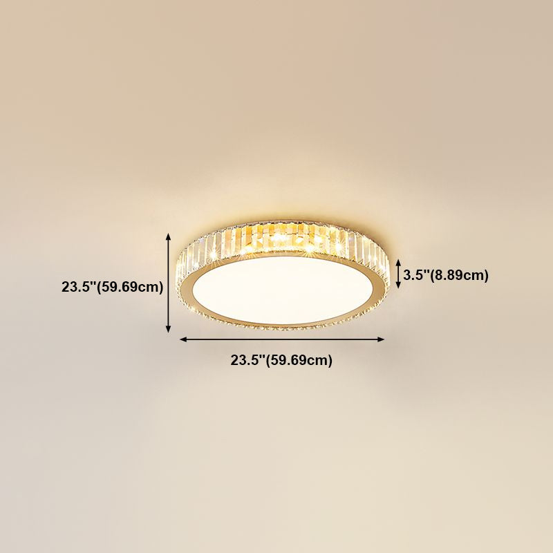 Contemporary Flush Light Crystal 1 Light Flush Mount Ceiling Fixture in Gold